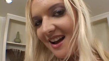 Very Sexy Russian Blonde Gets Fucked Pretty Hard On Both Holes By Two