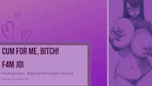 Hot Sadist Domme ORDERS You To Cum For Her! F4M JOI for Masochist Boys- Erotic Audio Porn