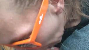 Step Daughter wants to learn how to suck daddy off properly in car so mommy dont find out