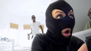 Busty Thief Adira Allure Gangbanged by 3 Big Black Cocks
