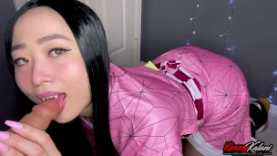 ASMR – Cute Babe Nezuko Plays & Sucks Your Cock – DemonSlayer – Kimmy Kalani