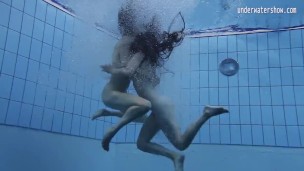 Lesbian babes in the pool and redhead on Tenerife