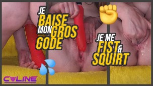 TEASER Caline salope française chevauche et baise son gros gode, elle se fist et gicle partout