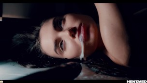 Hot russian brunette got her holes destroyed by alien monsters