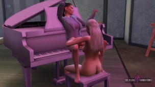 Piano Class Ends in Lesbian Sex, My Student Tastes My Big Plastic Cock – Sexual Hot Animations