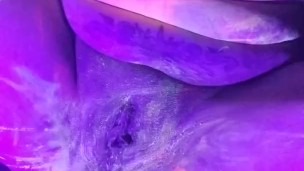 Masturbates covered in uv paint with glow in the dark, major creaming